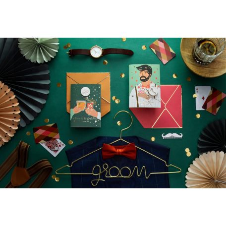 Üdvözlőlap kitűzővel "Groom Team"