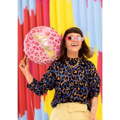 Fólia lufi – Bride felirattal, párducmintás, 45 cm