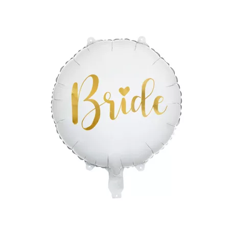 Bride feliratú fólia lufi – Fehér, 45 cm