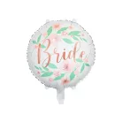 Fólia lufi – Fehér virág formájú „Bride” felirattal, 45 cm