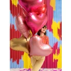 Szív forma fólia lufi 75x645 cm rózsaarany