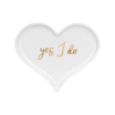 Porcelán esküvői gyűrűtartó tálka – Szív alakú