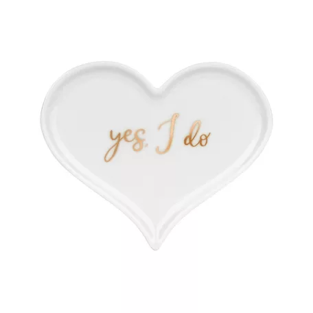Porcelán esküvői gyűrűtartó tálka – Szív alakú