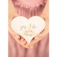 Porcelán esküvői gyűrűtartó tálka – Szív alakú