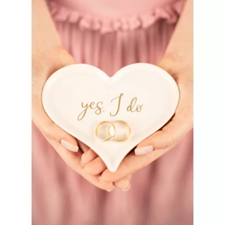 Porcelán esküvői gyűrűtartó tálka – Szív alakú