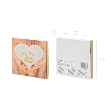 Porcelán esküvői gyűrűtartó tálka – Szív alakú