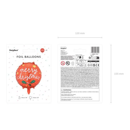 Fólia Léggömb - Merry Christmas 35 cm