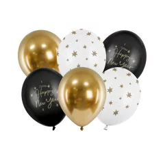 Szilveszteri lufi készlet 30 cm - Happy New Year (6 db)
