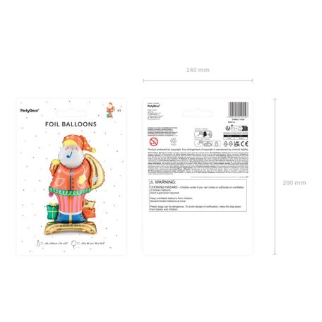 Mikulás álló fólia léggömb 50x85cm