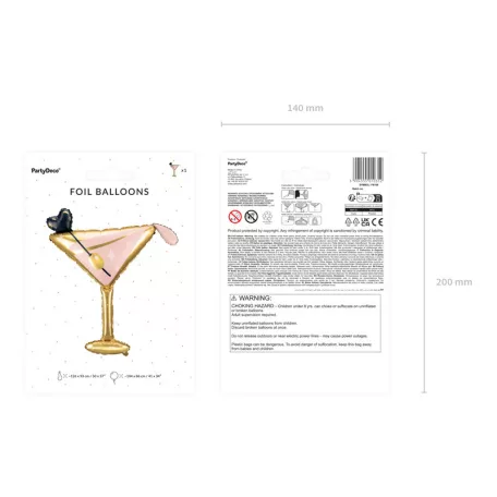 Fólia lufi - pezsgőspohár (126x93 cm)