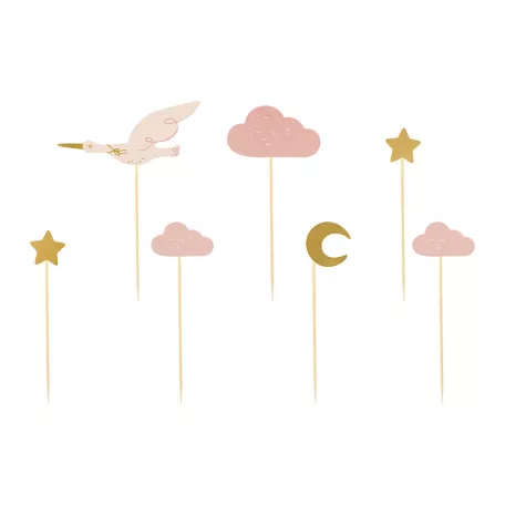 Sütidíszek gólya - kislány érkezik (7 db)