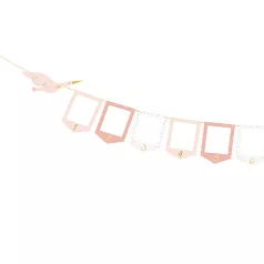 Fényképkeretes girland - Rózsaszín gólyás