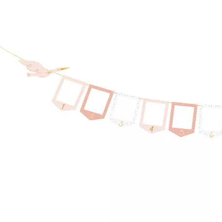 Fényképkeretes girland - Rózsaszín gólyás