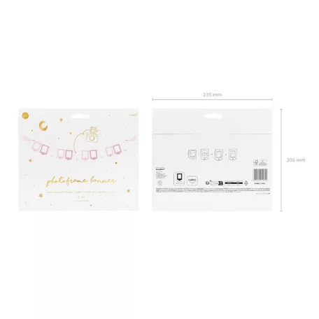 Fényképkeretes girland - Rózsaszín gólyás