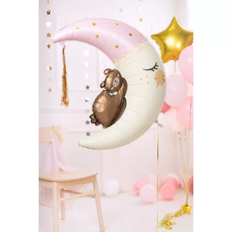 Fólia lufi - Holdon ülő maci kislány 71x86cm