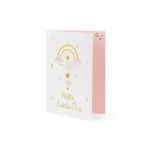 Üdvözlőkártya kisbaba érkezésére gólya mintával - 3D függő dísszel