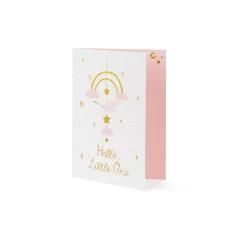   Üdvözlőkártya kisbaba érkezésére gólya mintával - 3D függő dísszel