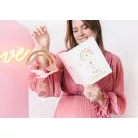 Üdvözlőkártya kisbaba érkezésére gólya mintával - 3D függő dísszel