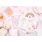 Üdvözlőkártya kisbaba érkezésére gólya mintával - 3D függő dísszel