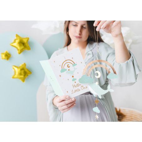 Üdvözlőlap babaköszöntésre - függő dekorációval