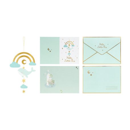 Üdvözlőlap babaköszöntésre - függő dekorációval