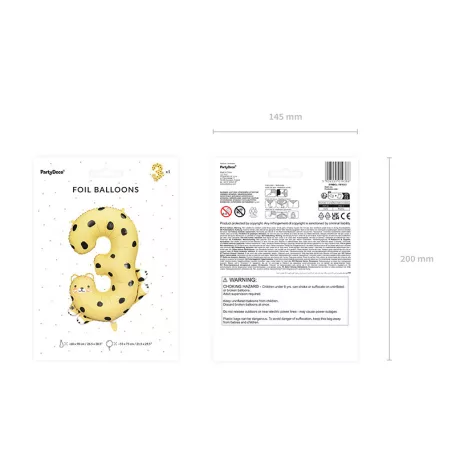 3-as Szám fólia lufi - Gepárd