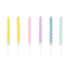   Spirál formájú születésnapi gyertyák pasztell színekben (6 db)