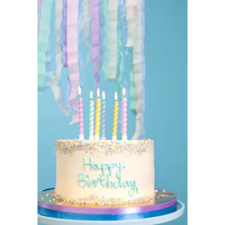 Spirál formájú születésnapi gyertyák pasztell színekben (6 db)