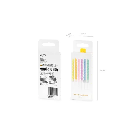 Spirál formájú születésnapi gyertyák pasztell színekben (6 db)