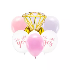 Lánybúcsú lufikészlet - Gyémántgyűrű (6 db)