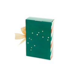 Ajándékdoboz - Mikulás mintás, arany szalaggal (1 db)