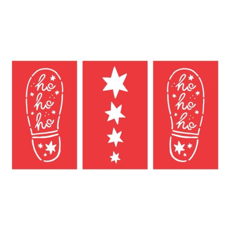 Karácsonyi dekoráció - Mikulás Lábnyom sablonok (3 db)