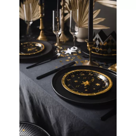 Szilveszteri papírtányér Óra 18 cm (6 db)