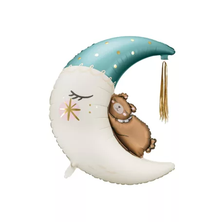 Fólia lufi - Holdon ülő maci kisfiú 71x86cm