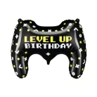 Gamepad formájú fólia lufi – Level Up Birthday felirattal