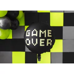 „Gamer Over” fólia lufi – fekete 45 cm