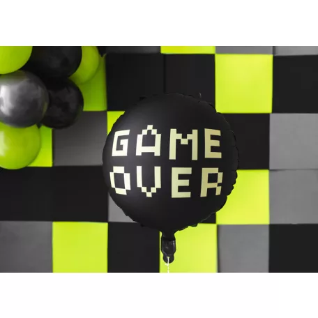 „Gamer Over” fólia lufi – fekete 45 cm