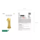 Szám fólia lufi ''1'' 72cm arany