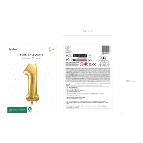 Szám fólia lufi ''1'' 72cm arany