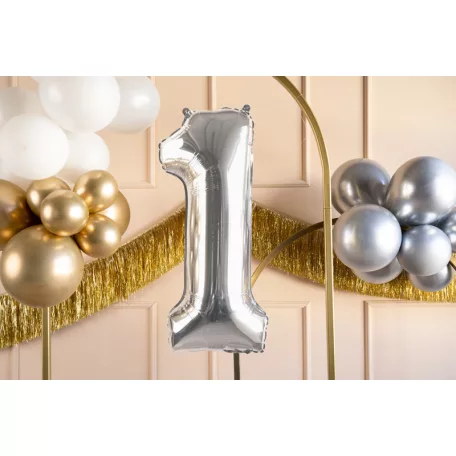 Szám fólia lufi ''1'' 72cm ezüst