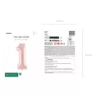 Szám fólia lufi ''1'' 72cm pasztell rózsaszín