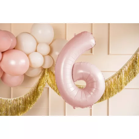 Szám fólia lufi ''6'' 72cm pasztell rózsaszín
