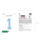 Szám fólia lufi ''1'' 72cm világoskék