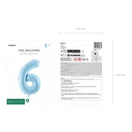 Szám fólia lufi ''6'' 72cm világoskék