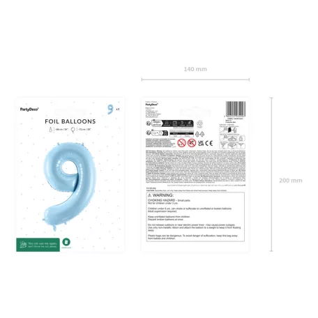 Szám fólia lufi ''9'' 72cm világoskék