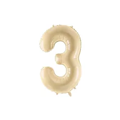 Szám fólia lufi ''3'' 72cm bézs