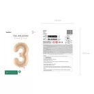 Szám fólia lufi ''3'' 72cm bézs