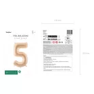 Szám fólia lufi ''5'' 72cm bézs