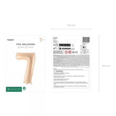 Szám fólia lufi ''7'' 72cm bézs