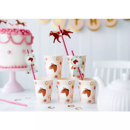 Lovas papír szívószál Pacis party (6 db)